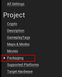 Packaging Settings