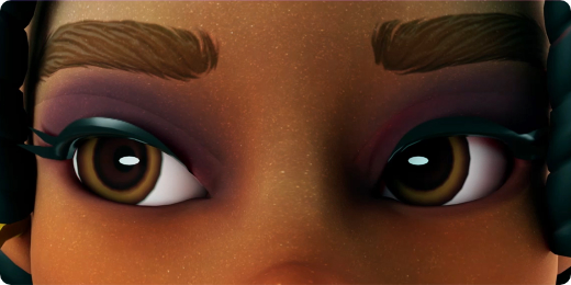 close up of avatar eyes looking to their right